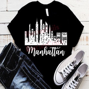 MANHATTAN Skyline Traveler Passport Stamp Souvenir Design 2 that can be downloaded as Jpg, Png, and Cut Layer SVG