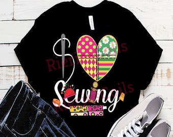 I LOVE Sewing Quilt, Quilter, Seamstress Design 1 that can be downloaded as Jpg, Png, SVG