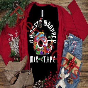Funny Christmas Gangsta Wrapper Mix Tape ou Mixtape Design 3 pode ser baixado em Jpg, Png, SVG