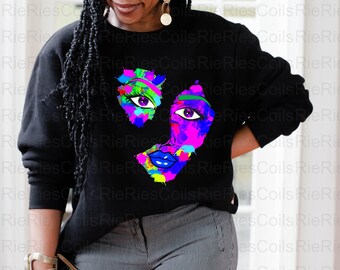 Natural Hair Colorful Abstract Fading Face Design, Self-empowerment, Motivational, Sublimation Design 4 Svg, Png, Jpg, Pdf, Digital Download