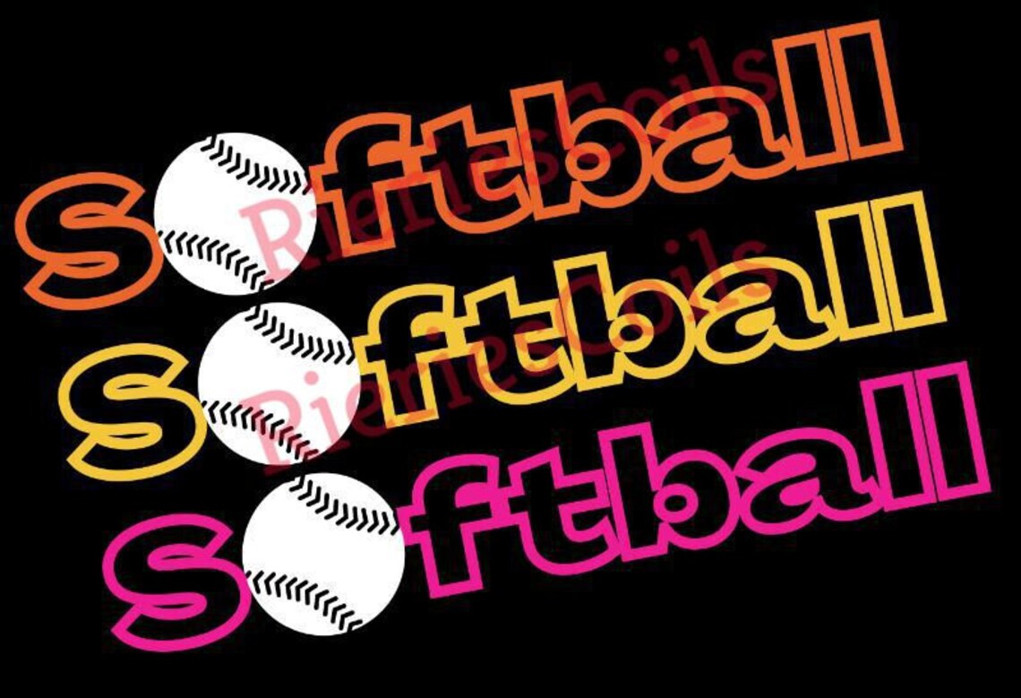 Softball Word Art Colorful Design 1 That Can Be Downloaded as Etsy