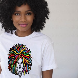 Colorful locs AFRO Dreadlocs, Natural Hair LOC&#39;S Locs, Black Girl Magic, Self-Empowerment Design 3 that can be downloaded as Jpg, Png, SVG