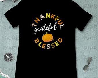Thanksgiving, Thankful, Grateful, Blessed Autumn Pumpkin Design 2, Svg, Png, Jpg, Pdf Digital Download