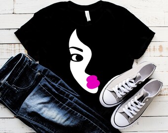Natural Hair, Chic Half Face Full Lips, Self-Esteem Silhouette Art Design 3, SVG, Png, Jpg, Pdf Digital Download