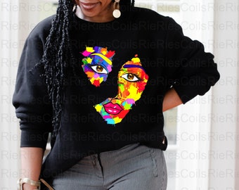 Natural Hair, Colorful Abstract Fading Face, Self-esteem, Self-empowerment Sublimation Design 1Svg, Png, Jpg, Pdf, Digital Download