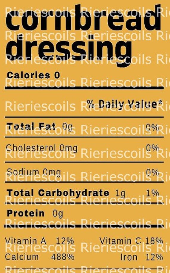 Dressing SVG Png Matching Holiday STUFFING Thanksgiving Christmas Menu Nutrition Info Family digital Design 2 can be downloaded Jpg