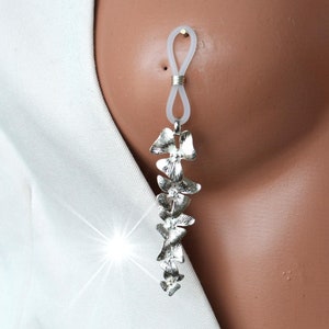 Silver Flower Nipple Nooses: Non-Piercing Nipple Rings