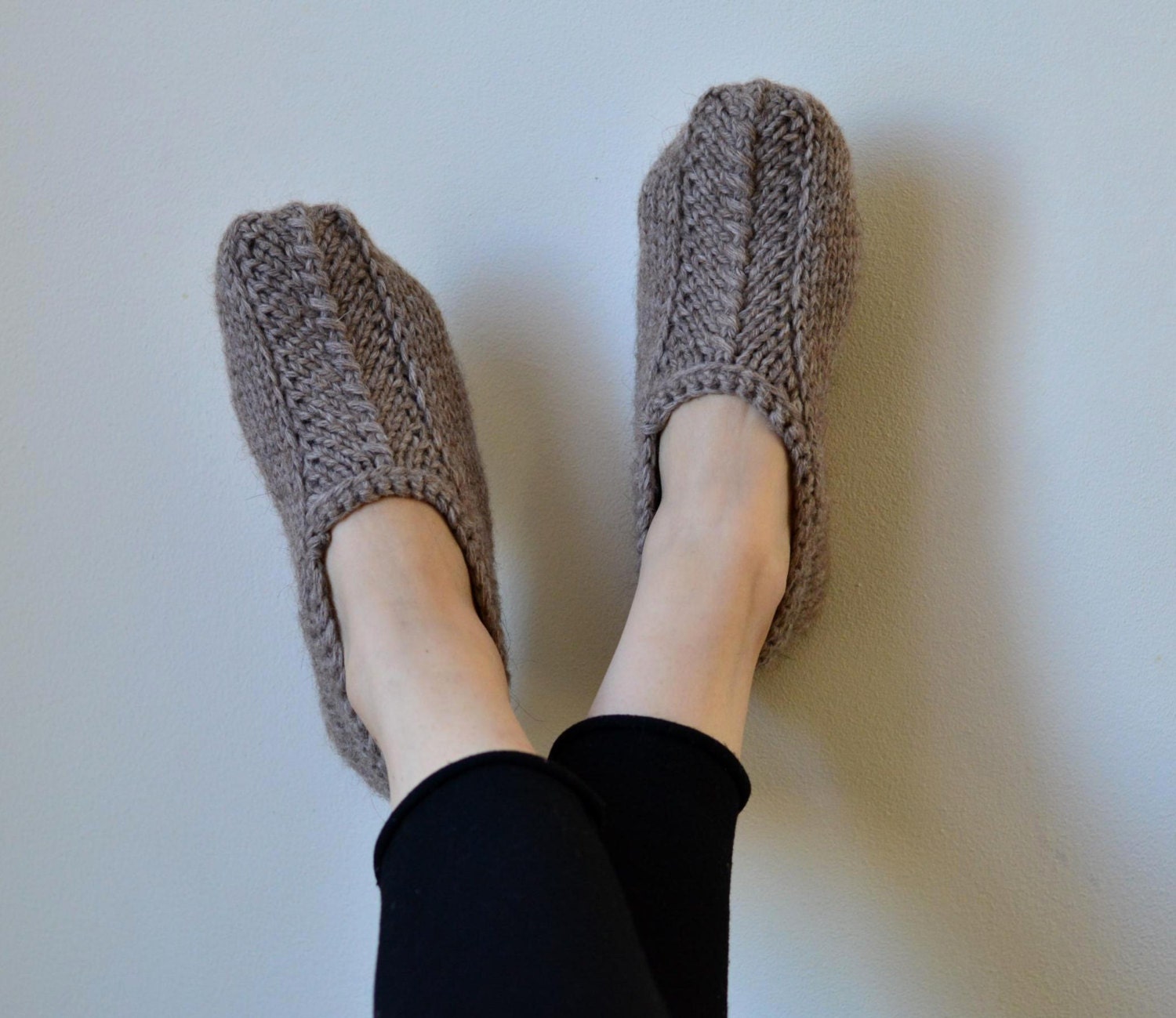 Warm alpaca blend slippers Handknit wool slipper socks Knited Etsy