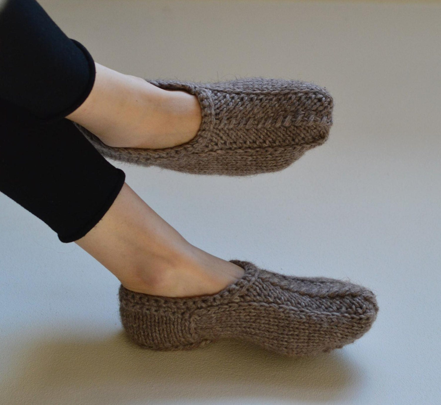 Warm alpaca blend slippers Handknit wool slipper socks Knited Etsy
