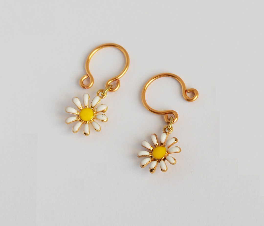 Daisy Flower Nipple Rings / Gold Nonpiercing Nipple Clamps Etsy