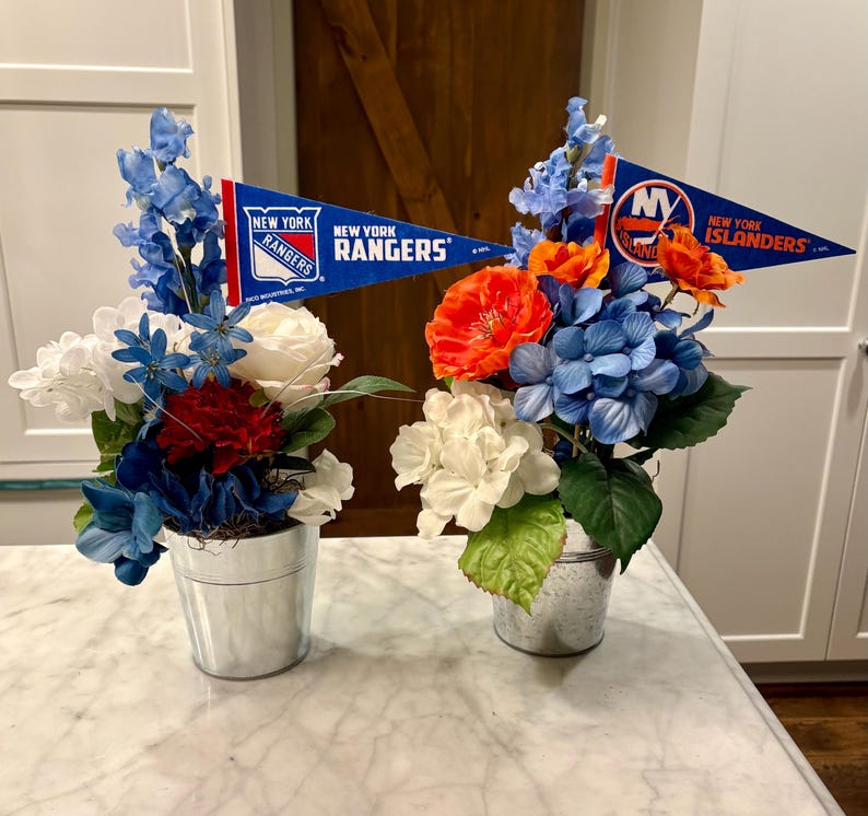 Flower Rangers NY Islanders/rangers Silk Floral Arrangement - Etsy