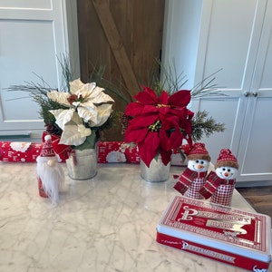 Christmas Poinsettia Holiday Tin Planter