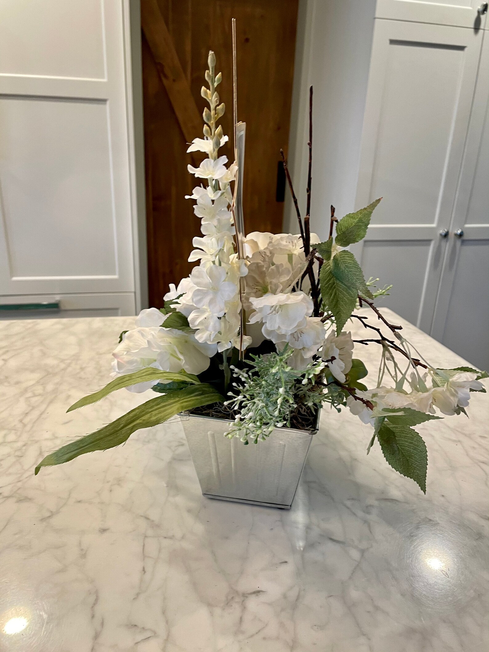 16H X 12W X 12D Graduation Floral Arrangement in Tin Planter With Star