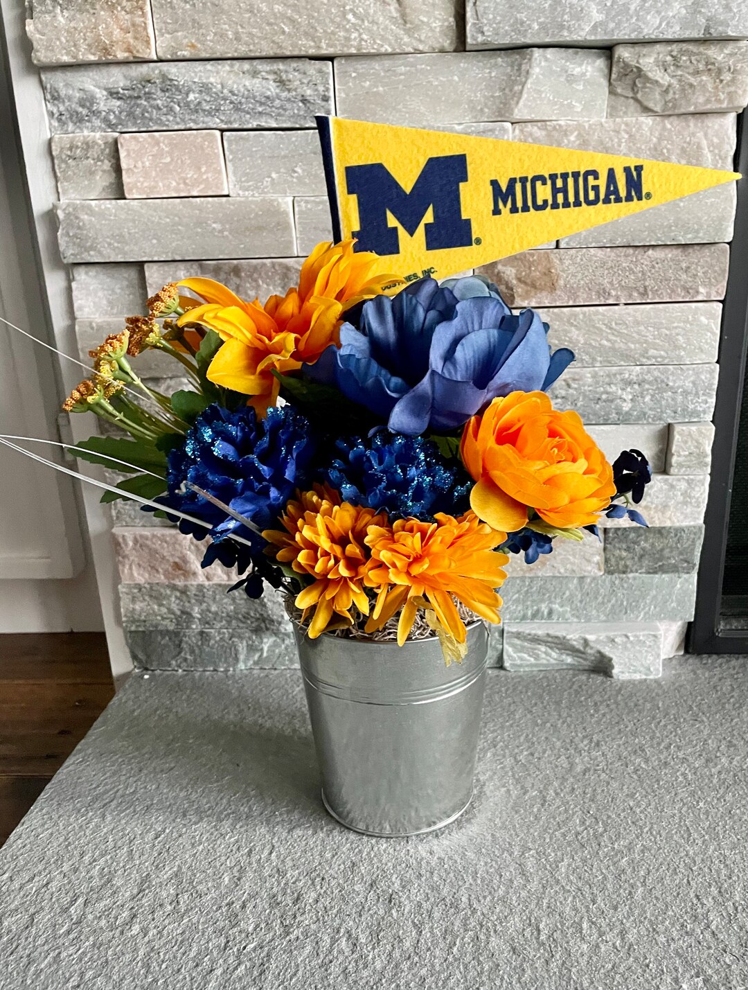 Michigan Wolverines Silk Floral Arrangement - Etsy