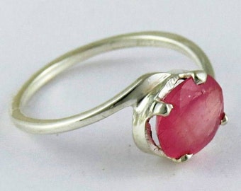 SOLID STERLING SILVER Ring, Ruby Silver Ring, Ladies Ruby Ring, Gift for Her, Size L M N O P Free Post