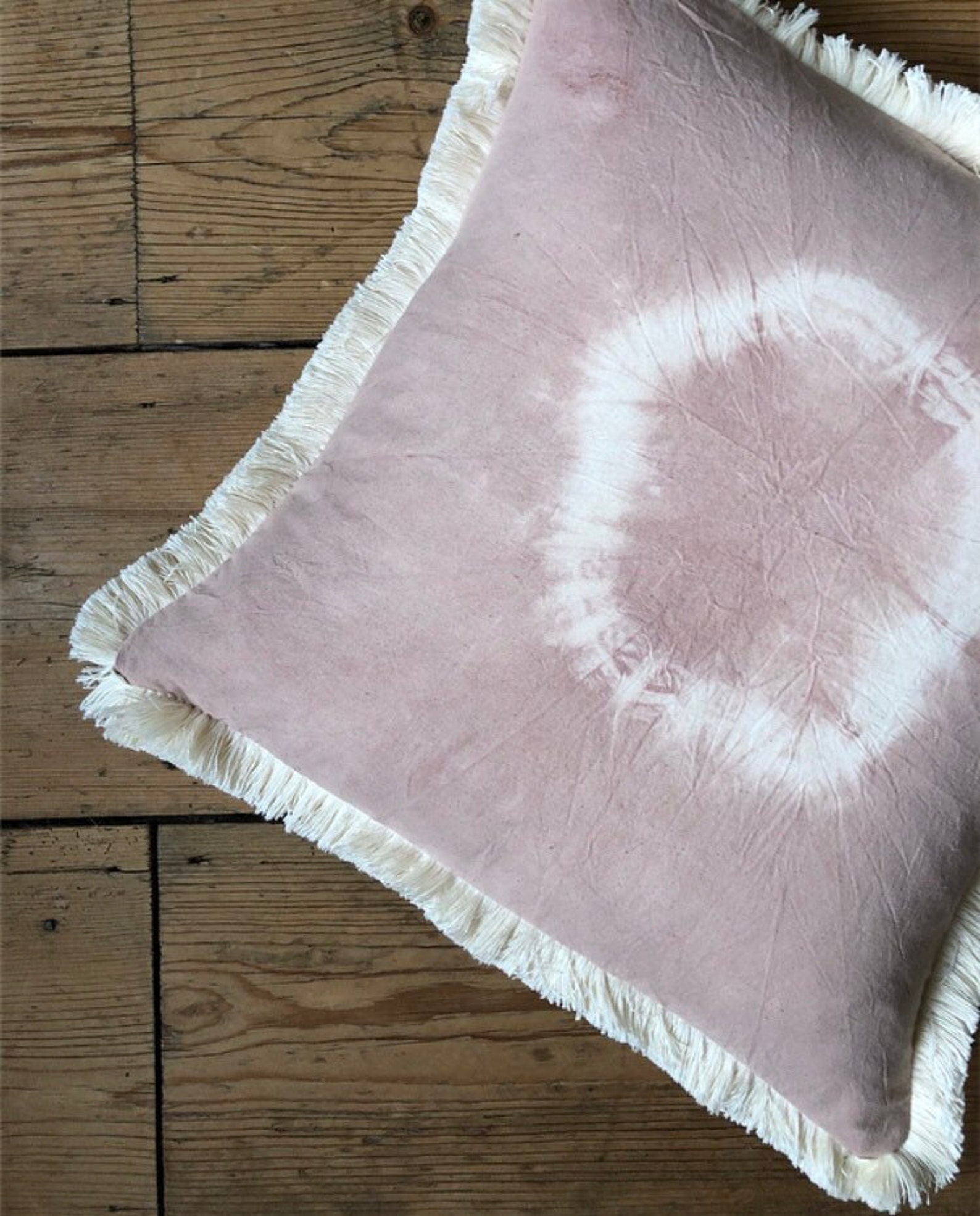 Naturally Dyed TieDye Pink Cushion with Fringing Etsy
