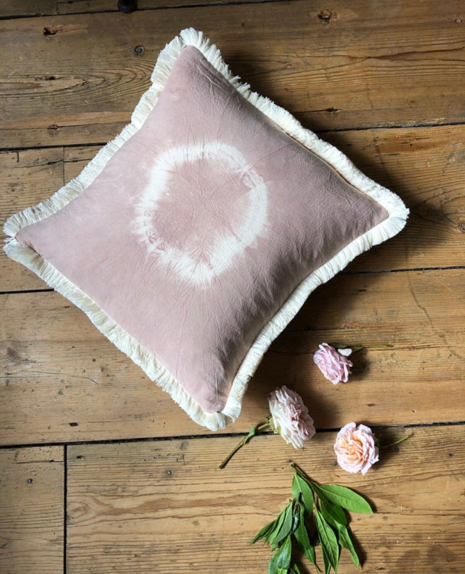 Naturally Dyed TieDye Pink Cushion with Fringing Etsy