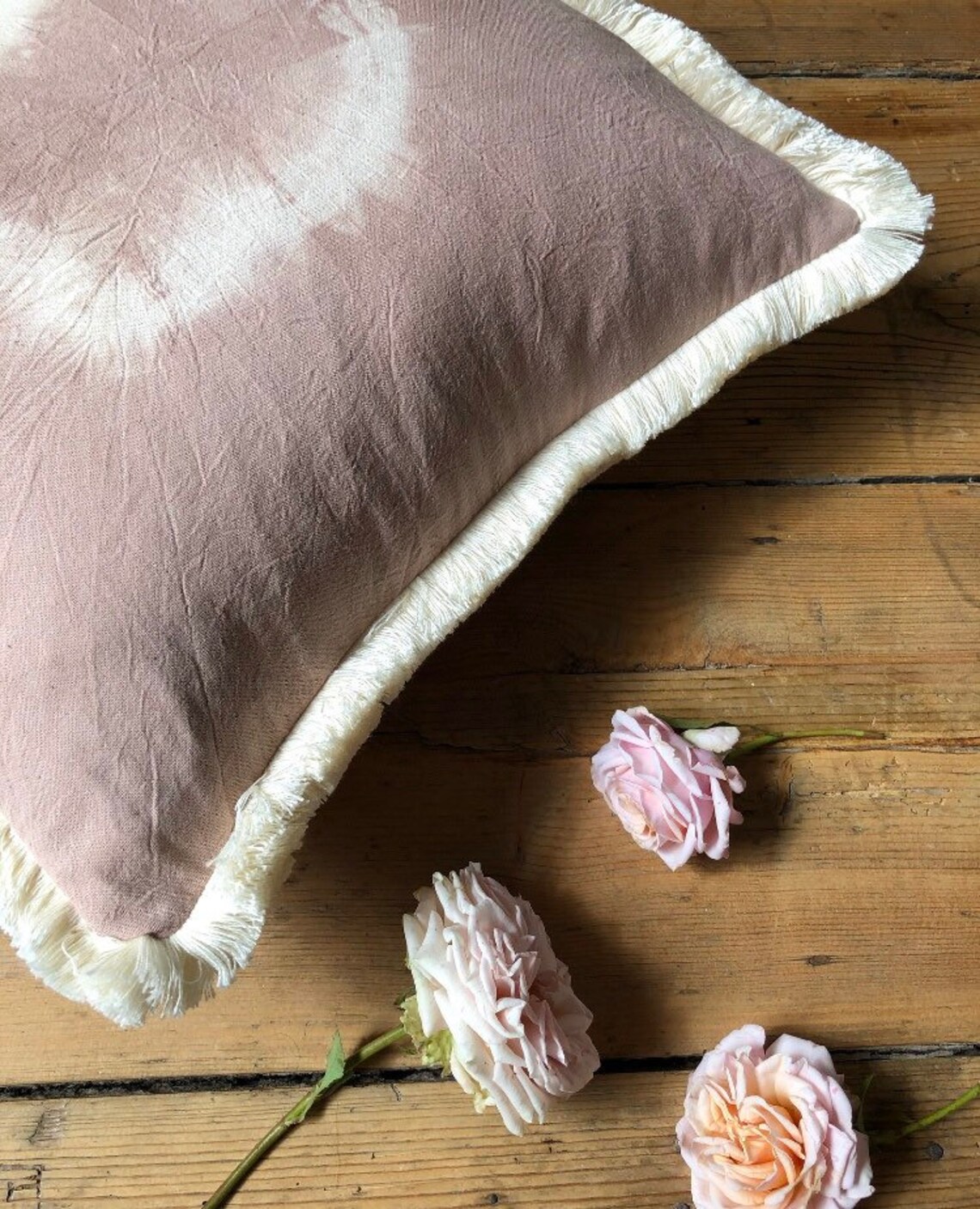 Naturally Dyed TieDye Pink Cushion with Fringing Etsy