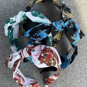 Headbands with character, magical school for wizards and witches  themed bow band