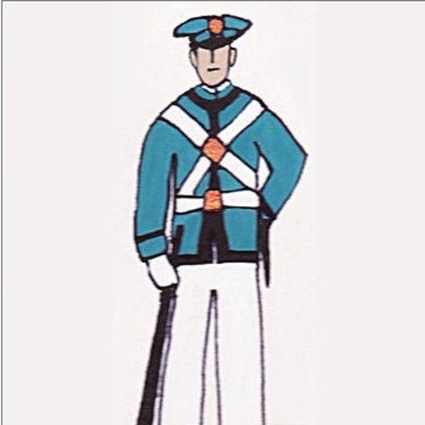 VMI Inspired Cadet on Guard Duty Note Card Vertical Folded - 4.25 x 5.5" (Pack of 10 with envelopes) by Alan Warden