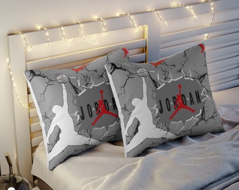 Jordan Pillow Sham (gray, white, black and red)