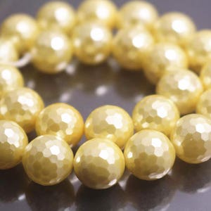 128 Faceted South Sea Shell Pearl Smooth and Round Beads,6mm/8mm/10mm/12mm Faceted Beads Supply,15 inches one starand