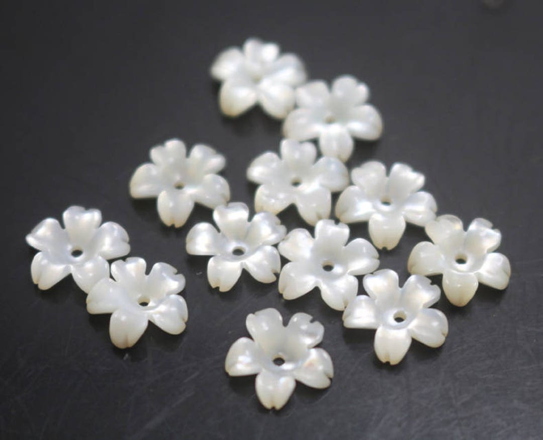 200 Pcs Natural MOP Shell Flower Beads,white Shell Flower Beads,shell ...