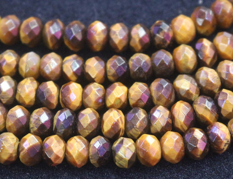 5x8mm Yellow Tigereye Faceted Rondelle Beads,Tigereye Wholesale Bulk Supply Beads,15 inches one starand
