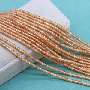 2x3mm Facettierte Rondelle Champagner Zirkon Perlen,Zirkon Facettierte Perlen,Kleine Größe Perlen,15 zoll ein Stern und