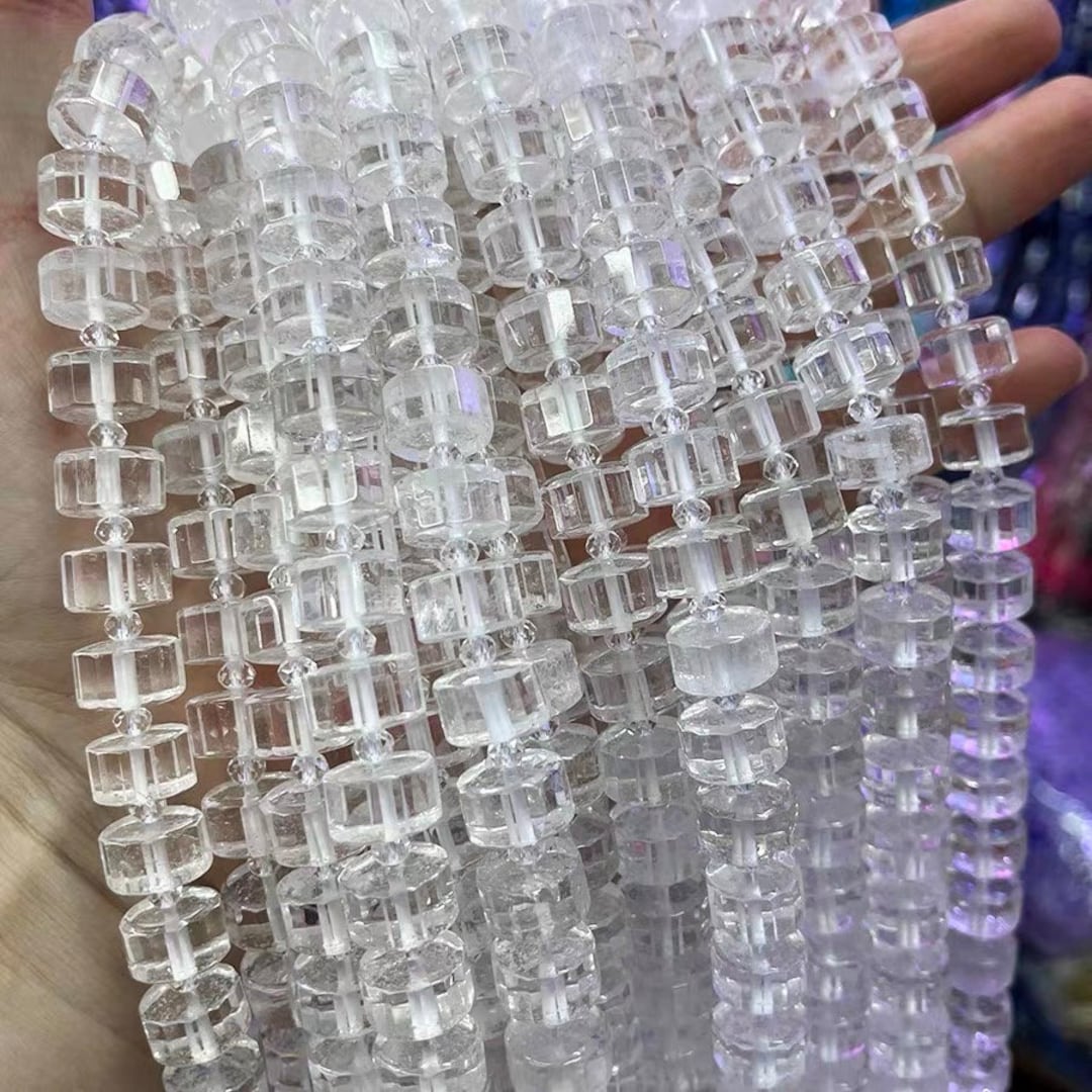 Quartz Column 7×12mm Natural White Crystal Quartz Column Loose Beads,cylinder Quartz ...