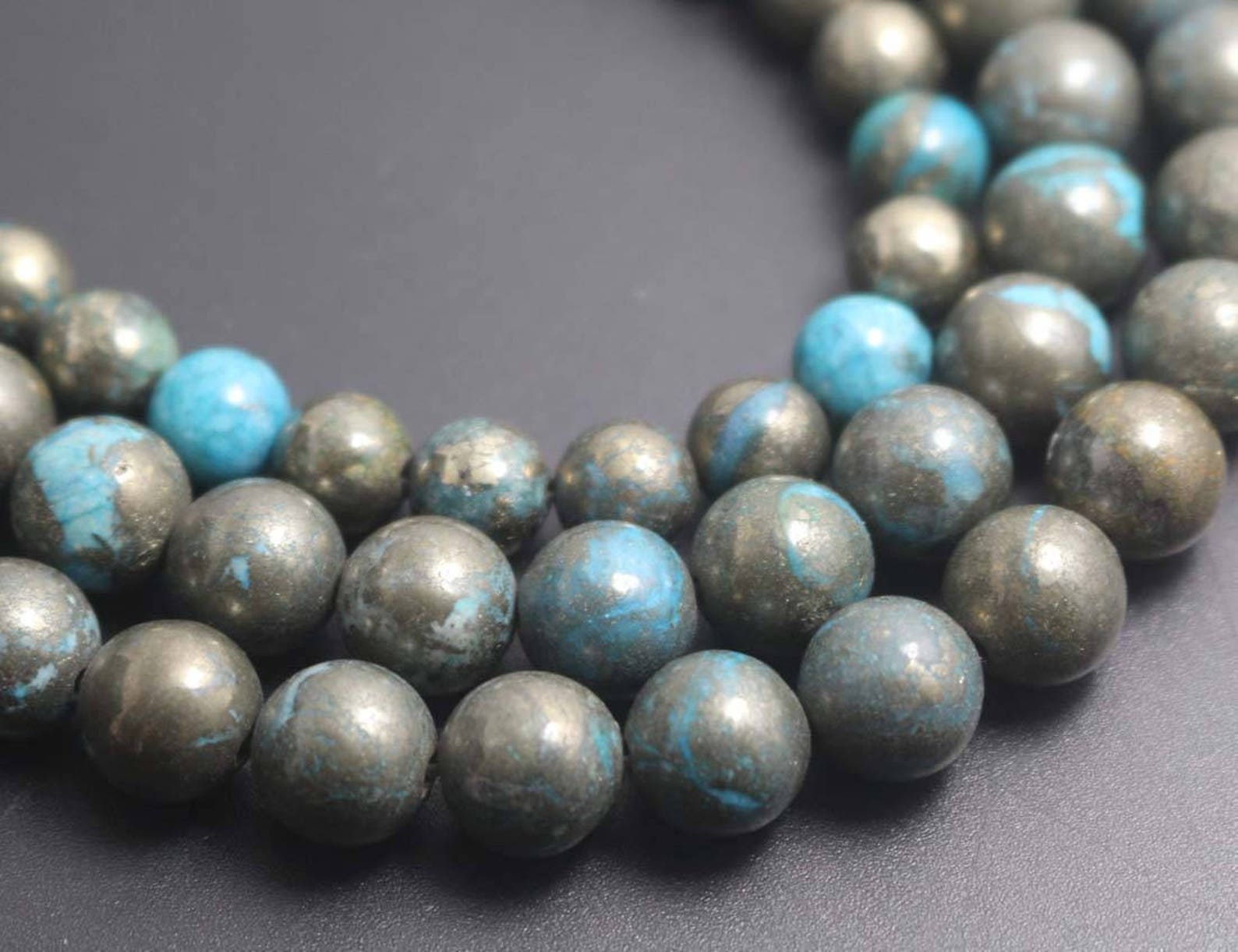 Blue Iron Pyrite Smooth Round Beads6mm/8mm/10mm/12mm Beads Etsy