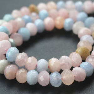 5x8mm Morganite Faceted Rondelle Beads,Natural Faceted Morganite Rondelle Beads,15 inches one starand
