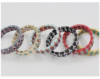 Enamel Tila Tile Stretchy Bracelet,Tile Enamel Bracelet,Colorblock Bracelet ,Elastic Bracelet,Tila Tile Rainbow Bracelets Wholesale