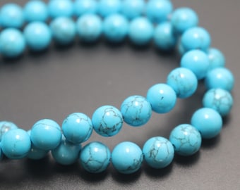 Turquoise beads,4mm/6mm/8mm/10mm/12mm Smooth and Round Stone Beads,15 inches one starand