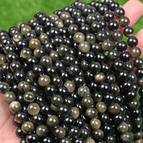 Perles Obsidienne Dorée 4mm Ronde Lise - Lot De 100, Neuf, Noir, Pour Création Bijoux