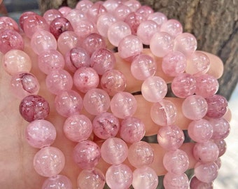 Perles rondes lisses en jade naturel de 4 mm/6 mm/8 mm/10 mm/12 mm, accessoires en perles pour la fabrication de bijoux à faire soi-même. 15 pouces une étoile et