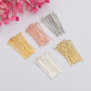 100 pcs Color-preserving 14K gold-plated T-pin accessories,flat-head pin DIY handmade beaded earrings,earrings jewelry materials