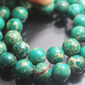 Green Sea Sediment Jasper Gemstone Beads,6mm/8mm/10mm/12mm Smooth and Round Stone Beads,15 inches one starand