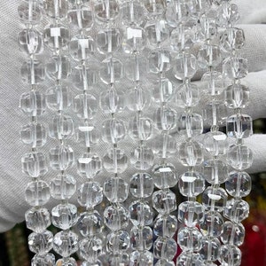 6mm 8mm natürliche facettierte Kristall Quarz Quadrat lose Perlen, quadratische Quarz DIY handgemachte Schmuck machen Perlen Zubehör, 15 Zoll