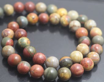 6mm/8mm/10mm/12mm Red Picasso Jasper Beads,Smooth and Round Stone Beads,15 inches one starand
