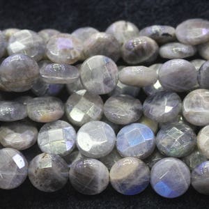 Natural Faceted Coin Shape Labradorite Nugget Beads,Natural Grey Moonstone Faceted Faceed Abalorios Al por mayor Suministro a granel, 15 pulgadas una estrella y