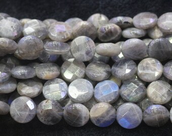 Natural Faceted Coin Shape Labradorite Nugget Beads,Natural Grey Moonstone Faceted Beads Wholesale Bulk Supply,15 inches one starand