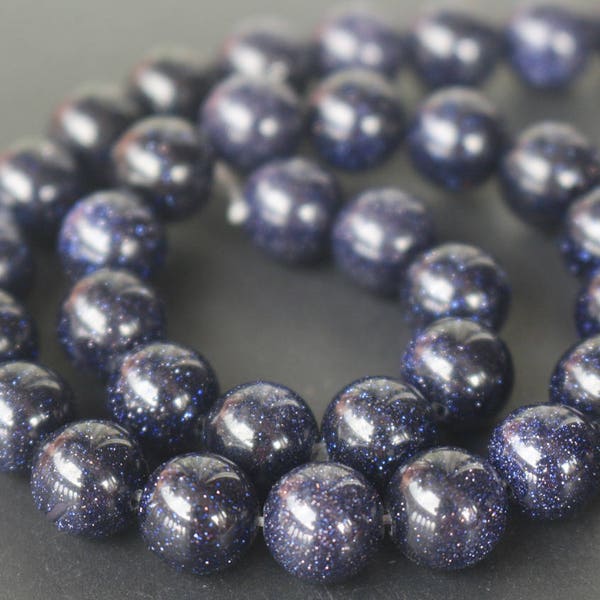 6mm/8mm/10mm/12mm Blue Goldstone Beads,Smooth and Round Stone Beads,15 inches one starand