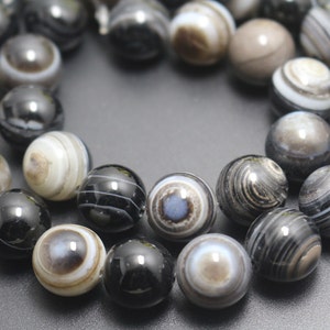 6mm/8mm/10mm/12mm/14mm/16mm Black Eyes Agate Smooth and Round Beads,15 inches one starand