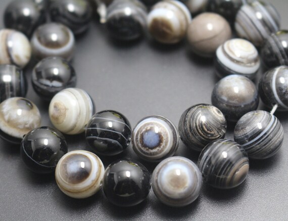 6mm/8mm/10mm/12mm/14mm/16mm Black Eyes Agate Smooth and Round Beads,15 inches one starand