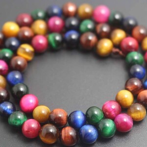 Mixcolor Tiger&#39;s eye Smooth and Round Beads,6mm/8mm/10mm/12mm Tiger&#39;s eye Beads Bulk Supply,15 inches one strand