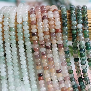 4×6mm 5×8mm Natural Moss Agate Jade Rondelle Spacer Loose Beads,DIY handmade Jewelry Making Beaded accessories,15 inches one starand