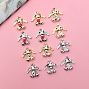 17mm Rabbit charms pendants,rabbit findings,rabbit charms beads accessories,Jewelry accessories DIY handmade charms accessories,2 pcs
