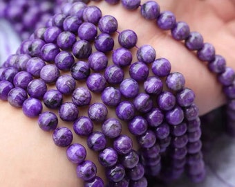 Natural Genuine Charoite Smooth Round Beads, Charoite Beads wholesale bulk supply,15 inch per strand