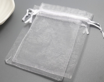 100 pcs White Organza Gift Bags,White Organza Bag,Gift Bag,White Organza Jewelry Bags